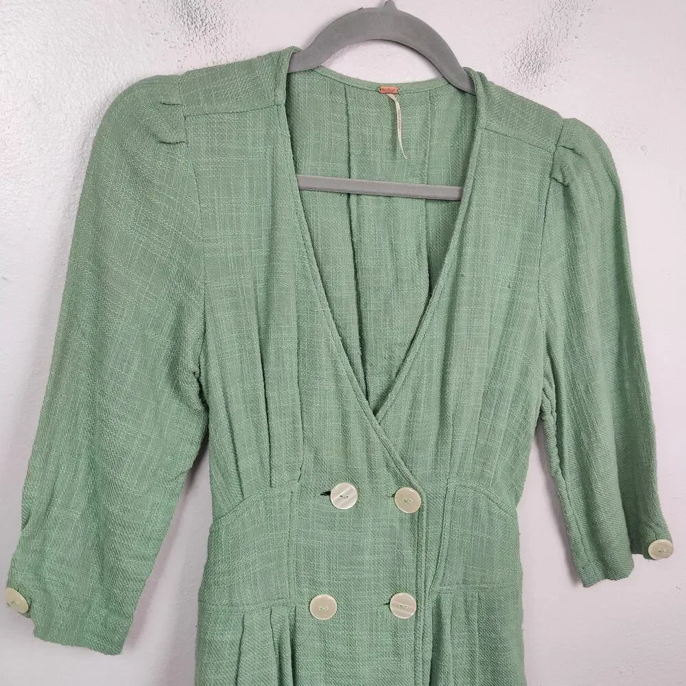Free People Madeline Sage Green Open Back Mini Dress Womens‎ Small Green Preppy